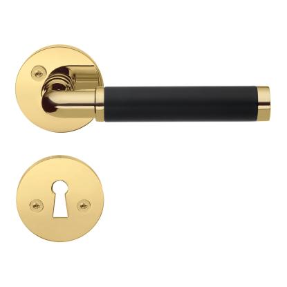 Beslagsboden Design dørgreb med roset og nøgleskilt, indendørs, 120 mm, poleret messing/sort