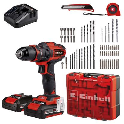Einhell TE-CD 18/40 Li akku slagboremaskine med tilbehør, 2 x 2,0 Ah batteri og lader