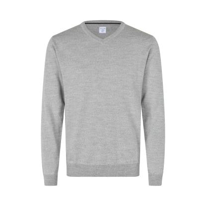 Seven Seas S670 The knit pullover med v-hals, lys grå melange
