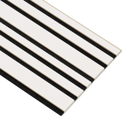 I-Wood Basic Mixed akustikpanel, hvidmalet, sort filt og lys kerne, folie, 16 x 300 mm 