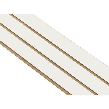 I-Wood Medio+ 3-lamel akustikpanel, hvidmalet, brun filt og lys kerne, folie, 16 x 300 mm
