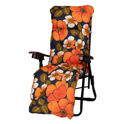 Varax Baden stol, sort stel, orange-blomstret