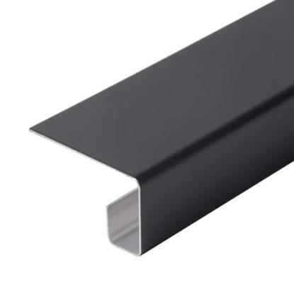 Facadeprofil, endestykke, dobbelt, sort - 3 meter
