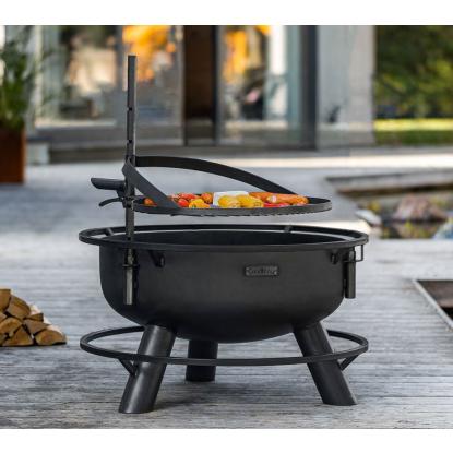 Cook King Bandito 80 multifunktionelt bålsted med 60 cm grillrist, stål, sort, Ø94 cm