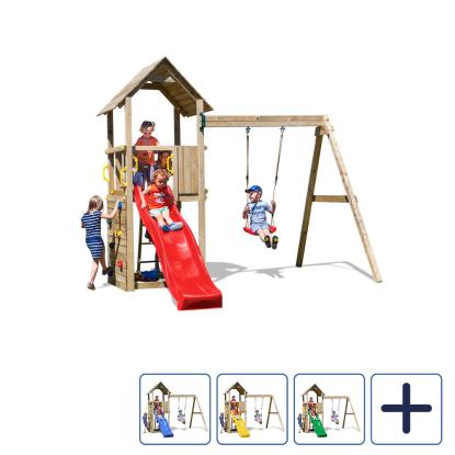 Fungoo Carol2 legetårn med klatrevæg, gynge og rutsjebane, natur