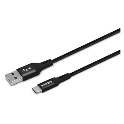 Philips USB kabel USB-A til USB-C, sort, 2 meter