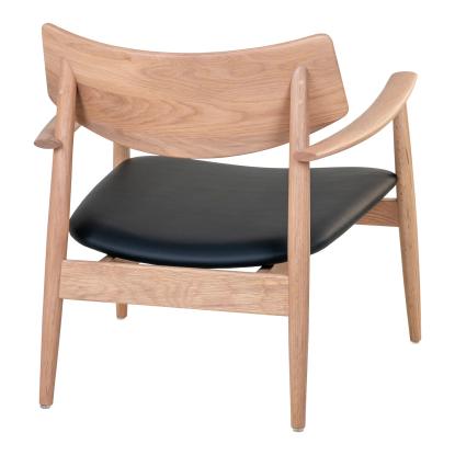 Loungestol, egetræ/PU sæde, natur/sort