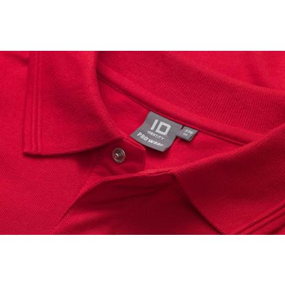 ID PRO Wear 0336 poloshirt med lange ærmer og trykknap, rød