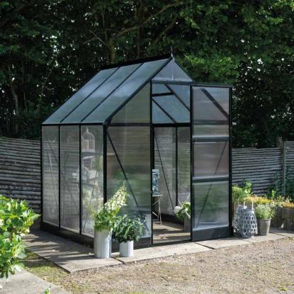 Halls Icon 6 drivhus 3,7 m², sort, 4 mm poly