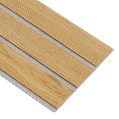 I-Wood Medio+ 3-lamel akustikpanel, klar olieret, grå filt og lys kerne, egefiner, 16 x 300 mm