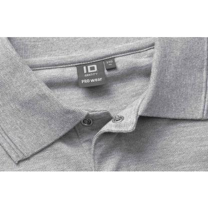 ID PRO Wear 0330 poloshirt med trykknap, grå melange