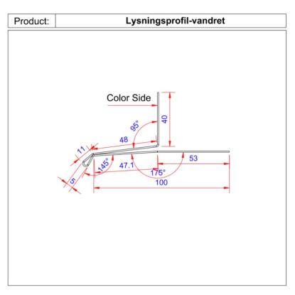 Facadeprofil, lysningsprofil, vandret, sort - 3 meter