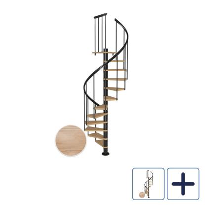 DOLLE Montreal CLASSIC 2 spindeltrappe, Ø120 cm, sort/egetræsfiner