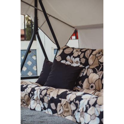 Varax Suvi 3 personers hængesofa, sort/beige-blomstret