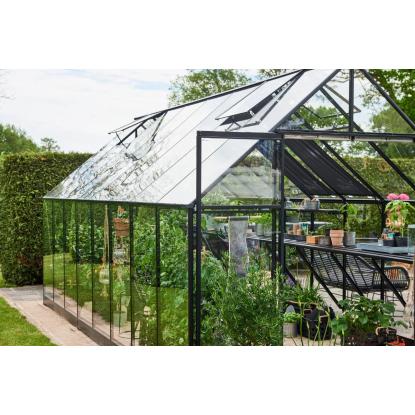 Halls Qube+ 816 drivhus 13 m², sort, 3 mm hærdet glas