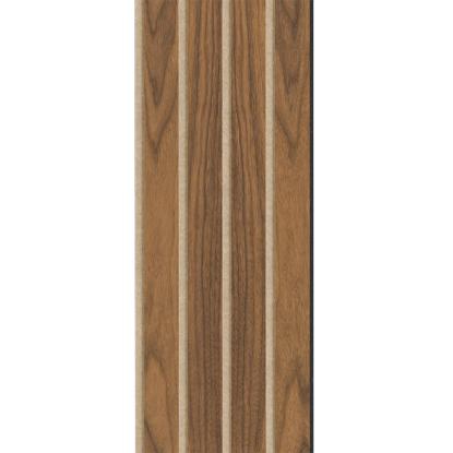 I-Wood Basic 4-lamel akustikpanel, klar olieret, beige filt og sort kerne, valnøddefiner, 17 x 300 mm 
