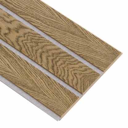 I-Wood Basic 3-lamel akustikpanel, mørkebrun olieret, grå filt og lys kerne, egefiner, 16 x 300 mm 