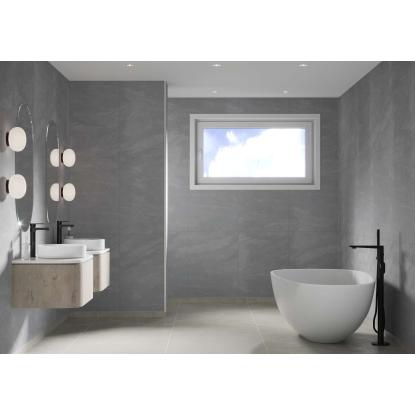 Fibo Stone vådrumspanel med 60 x 80 cm fliselook, 10 x 600 x 2400 mm, grey slate extra matt