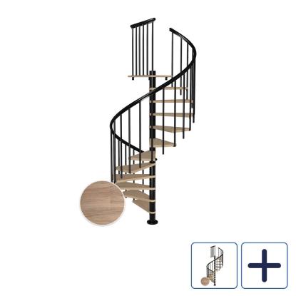 DOLLE Montreal CLASSIC 3 spindeltrappe, Ø160 cm, sort/hvidolieret eg