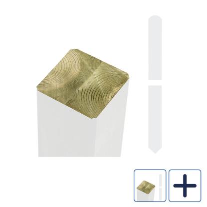 PLUS omlimet stolpe med spids ende, hvid/fyr - 9 x 9 cm
