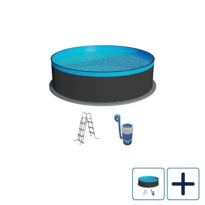 Summer Fun poolsæt med stålvægge, inkl. patronfilter og stige, antracitgrå