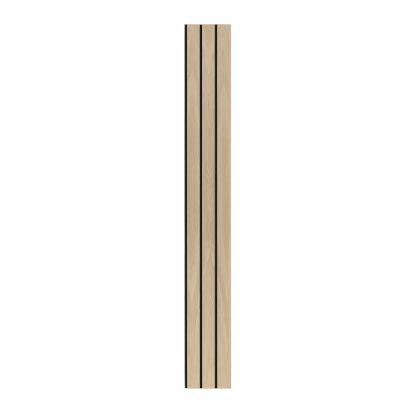 I-Wood Basic 3-lamel akustikpanel, hvid olieret, sort filt og lys kerne, egefiner, 16 x 300 mm 