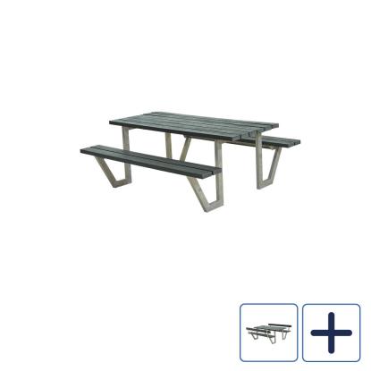 PLUS Wega bord/bænkesæt, ReTex, grå, 177 cm