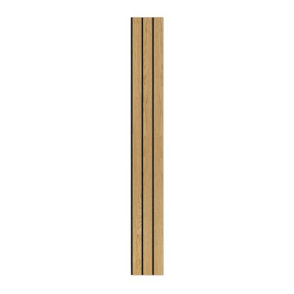 I-Wood Basic 3-lamel akustikpanel, klar olieret, sort filt og lys kerne, egefiner, 16 x 300 mm 