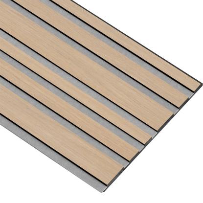 I-Wood Basic Mixed akustikpanel, ubehandlet natur, grå filt og sort kerne, egefiner, 17 x 300 mm 