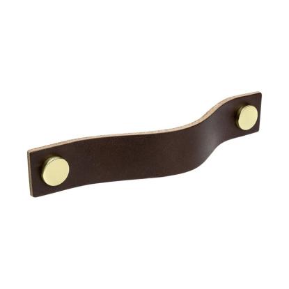 Beslag Design Loop greb, 128 mm, brunt læder/messing
