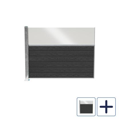 Wimex Fur Classic hegnsfag med glas og V-profil, stolpe med fod, komposit, koksgrå, 189,5 cm bred