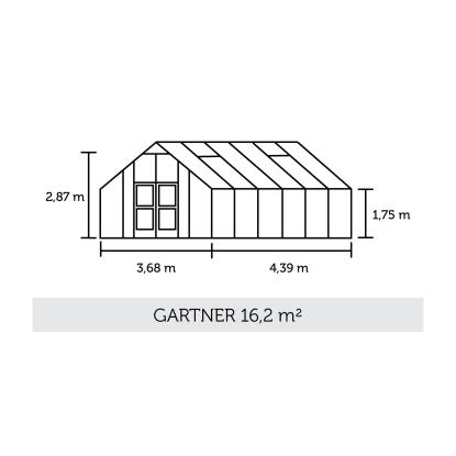 Juliana Gartner drivhus 16,2 m², antracit/sort, 10 mm poly