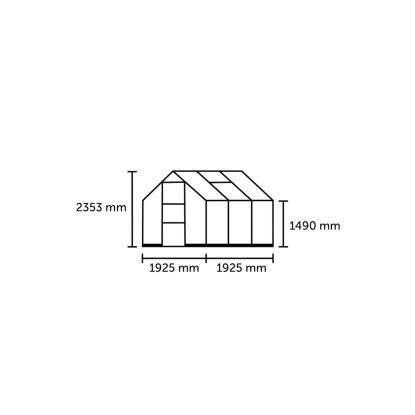 Halls Icon 6 drivhus 3,7 m², alu, 3 mm hærdet glas