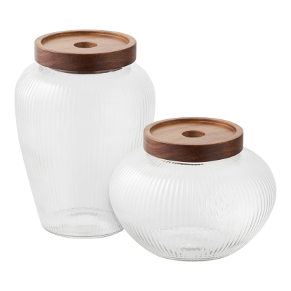 Maya opbevaringsglas med trælåg - 2 stk.