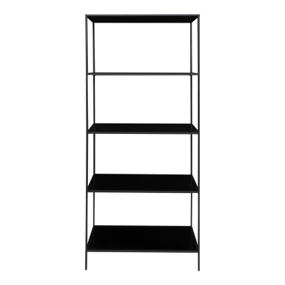 Vita reol med fem hylder, sort, 80 cm