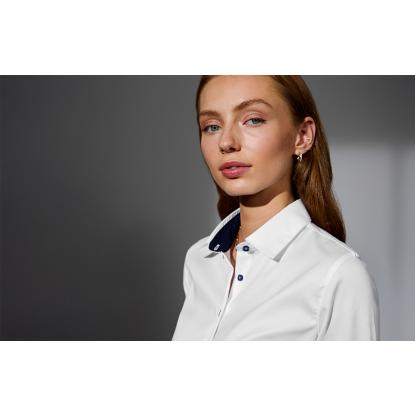 Seven Seas S372 Fine Twill Contrast skjorte, modern, dame, hvid