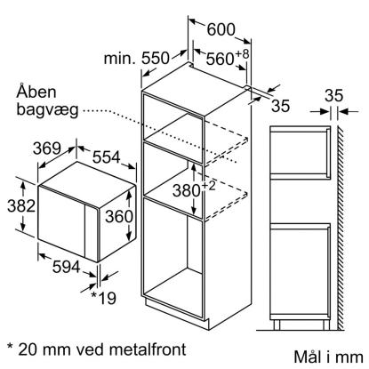 Siemens BF555LMB1 mikroovn til indbygning, 25 liter