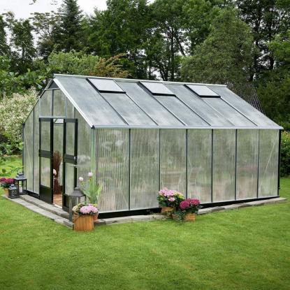 Juliana Gartner drivhus 18,8 m², alu/sort, 10 mm poly