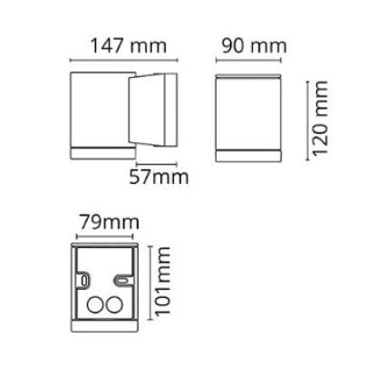 SG Armaturen Metro LED loftlampe, Ø9 x 14,7 cm, GU10, 4,5W LED, IP65, mat sort