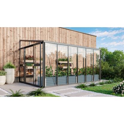 Vitavia Helena 2 10200 vægdrivhus, sort, 10,2 m², 3 mm hærdet glas + 10 mm polytag