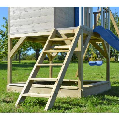 Wendi Toys Alpaca legetårn med gynge og rutsjebane, træ, blå