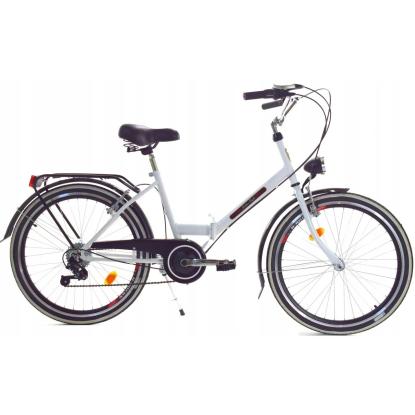 Børnecykel med 26 gear, 24", foldbar, hvid/sort