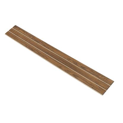 I-Wood Basic 3-lamel akustikpanel, klar olieret, beige filt og sort kerne, valnøddefiner, 17 x 300 mm 
