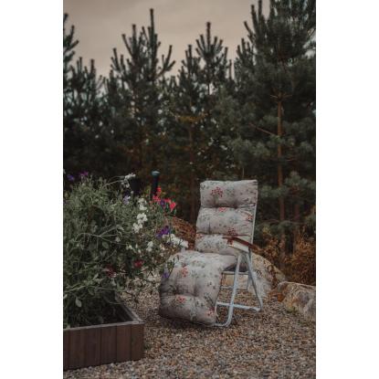 Varax Baden stol, hvid stel, beige-blomstret