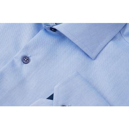 Seven Seas S370 Fine Twill Contrast skjorte, modern, lys blå