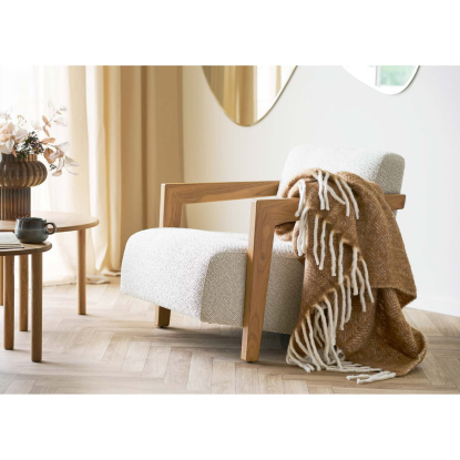 Carmel plaid, uldmix, tan, 170 x 130 cm