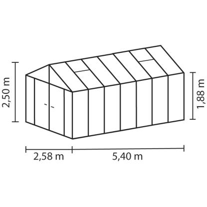 Vitavia Poseidon 13800 drivhus, sort, 3 mm hærdet glas + 10 mm polytag
