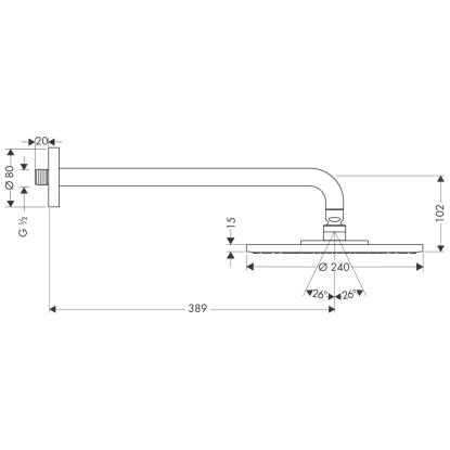 hansgrohe Raindance S 240 Air hovedbruser med arm, 1-jet, krom