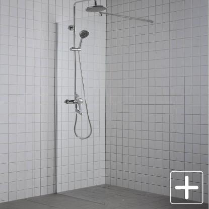Milobad brusevæg, 190 cm høj, klart glas