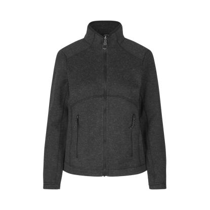 ID 0848 Zip-n-Mix strikfleece cardigan, melange, dame, koks melange